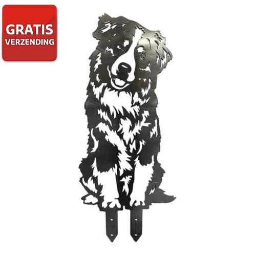 Tuindecoratie metaal australian shepherd levensgroot, Tuin en Terras, Tuinwanddecoratie, Verzenden