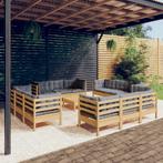 vidaXL 13-delige Loungeset met grijze kussens grenenhout, Verzenden, Nieuw, Loungeset