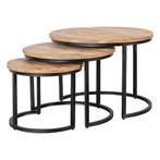 Salontafel Mangohout S Ula XL Set Van 3, Huis en Inrichting, Tafels | Salontafels, Verzenden, Nieuw, Industriële meubels, Overige vormen