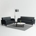 vidaXL Bankstel kunstleer zwart 2-delig, Huis en Inrichting, Verzenden, 150 tot 200 cm, Nieuw, Leer