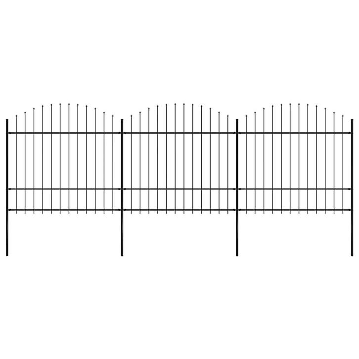 vidaXL Tuinhek met speerpunt staal 537x175 cm zwart, Tuin en Terras, Schuttingen, Nieuw, IJzer, Minder dan 1 meter, Verzenden