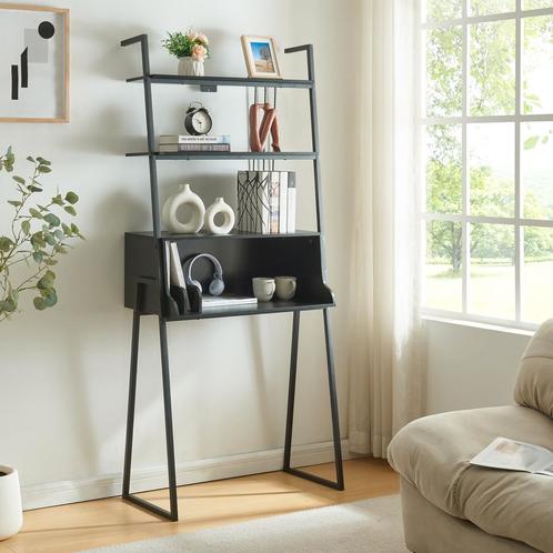 Bureau Storfjord met planken 183,5x80x40 cm zwart [en.casa], Huis en Inrichting, Bureaus, Nieuw, Verzenden