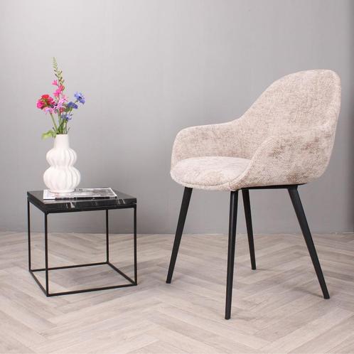 Eetkamerstoel met armleuning  Stof Taupe & Beige -, Huis en Inrichting, Stoelen, Nieuw, Ophalen of Verzenden