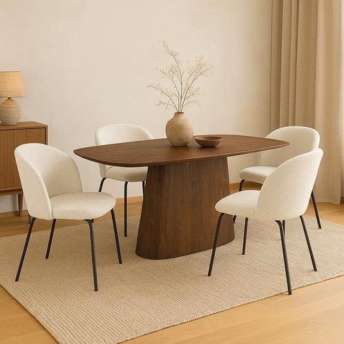 Mangohouten Eettafel Mick Deens ovaal bruin 180×90 cm, Huis en Inrichting, Tafels | Eettafels, Nieuw, Overige houtsoorten, Ovaal