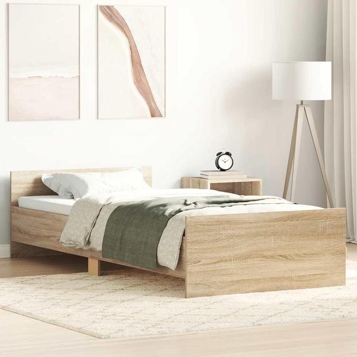 vidaXL Bedframe zonder matras hout sonoma eikenkleurig, Huis en Inrichting, Slaapkamer | Bedden, 100 cm, 200 cm, Bruin, Eenpersoons
