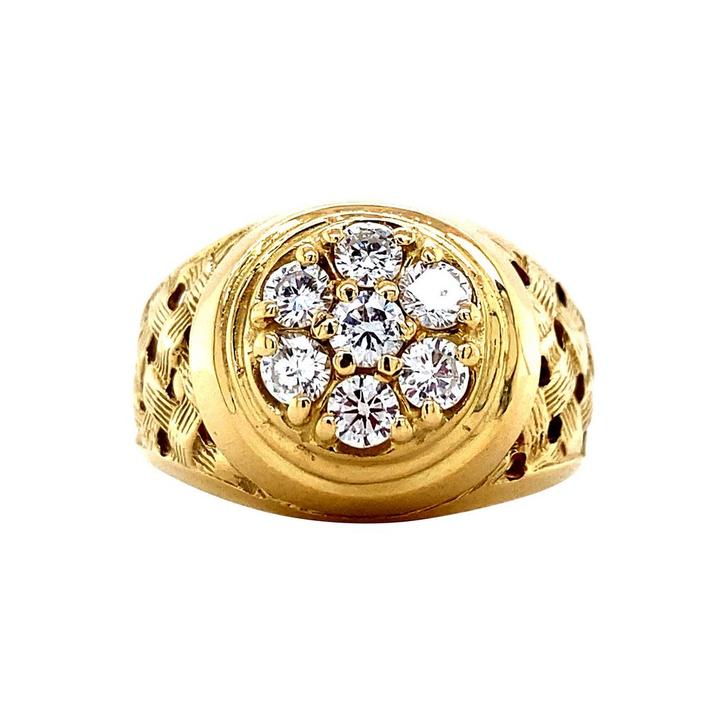Gouden entourage ring met diamant 14 krt, Sieraden, Tassen en Uiterlijk, Ringen, Nieuw, Ophalen of Verzenden