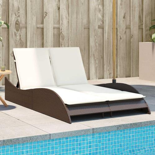 vidaXL Ligbed met kussens 114x205x73 cm poly rattan bruin, Tuin en Terras, Ligbedden, Nieuw, Verzenden