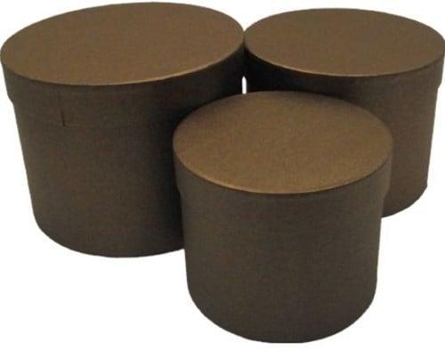 Bloemendoos Set van 3 rond Bruin flowerbox cadeau doos, Hobby en Vrije tijd, Knutselen, Nieuw, Ophalen of Verzenden
