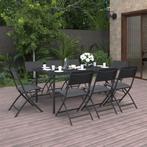 vidaXL 9-delige Tuinset staal, Tuin en Terras, Tuinsets en Loungesets, Verzenden, Nieuw, Rvs, Tuinset