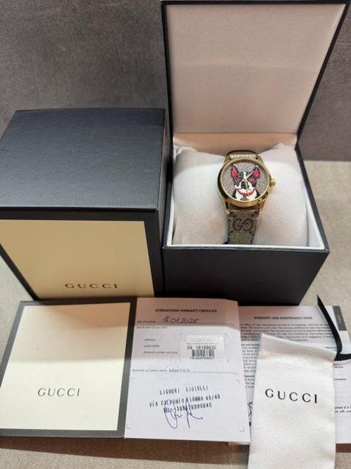 Gucci - Gucci G-Timeless YA1264056 38 mm Boston Terrier -, Sieraden, Tassen en Uiterlijk, Horloges | Heren