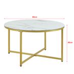 [en.casa] Salontafel Uppvidinge 45xØ80 cm marmer look wit en, Huis en Inrichting, Tafels | Salontafels, Verzenden, Nieuw