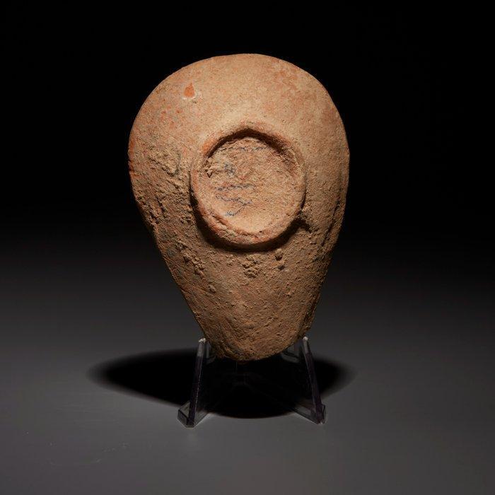 Byzantijns Terracotta Olie lamp met Griekse inscriptie., Verzamelen, Mineralen en Fossielen