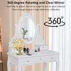 Kaptafel Set Make-up Tafel en Stoel Set met 360 Graden Draai