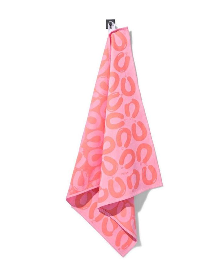 HEMA Theedoek 65x65cm katoen rookworst roze 4+2 gratis, Hobby en Vrije tijd, Theezakjes, Verzenden