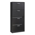 Schoenenkast Sykkylven 4 kleppen zwart 134x60x24 cm [en.casa, Verzenden, Nieuw