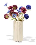 HEMA Vaas 28cm keramiek ribbel wit, Huis en Inrichting, Woonaccessoires | Vazen, Verzenden, Nieuw, Wit