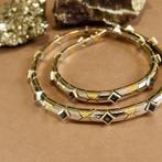 Bicolor gouden fantasie collier met saffier (Ketting), Gebruikt, Overige kleuren, Ophalen of Verzenden, Met edelsteen