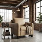 Leren fauteuil Smart - Massif Safari (taupe/grijs) - Poten, Huis en Inrichting, Fauteuils, Nieuw, Ophalen of Verzenden, Bohemian, Eigentijds, Modern, Retro
