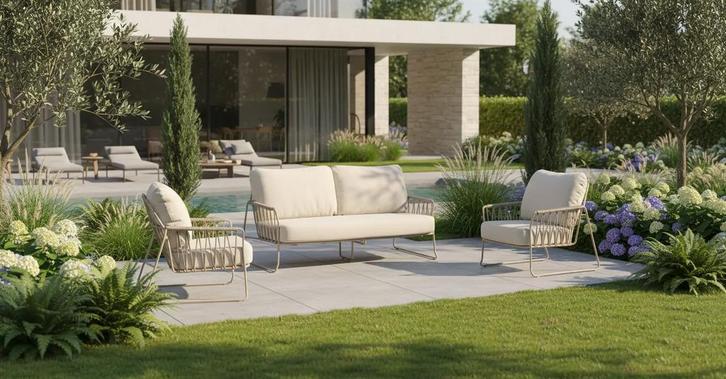 Tierra Outdoor Rivera loungeset champagne |, Tuin en Terras, Tuinsets en Loungesets, Ophalen of Verzenden