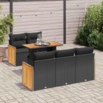 vidaXL 6-delige Loungeset met kussens poly rattan acacia, Tuin en Terras, Tuinsets en Loungesets, Verzenden, Nieuw, Rotan, Loungeset