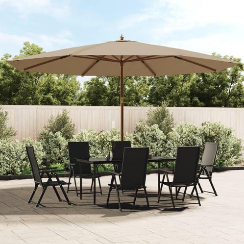 vidaXL Parasol met houten paal 400x273 cm taupe, Tuin en Terras, Parasols, Nieuw, Meer dan 4 meter, Verzenden