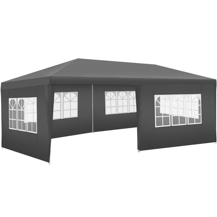 Paviljoen Novara met 5 zijpanelen, waterdicht, 6x3m - grijs, Tuin en Terras, Partytenten, Verzenden