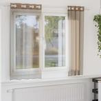 vidaXL Gordijnen voile met doorvoertules 2 st lichtbruin, Huis en Inrichting, Stoffering | Gordijnen en Lamellen, Verzenden, Nieuw