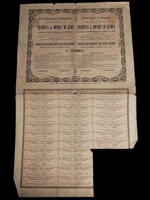 Icoon - 1879 - LIGURE DI TRASPORTI TRAMWAYS & OMNIBUS 1, Antiek en Kunst, Antiek | Speelgoed