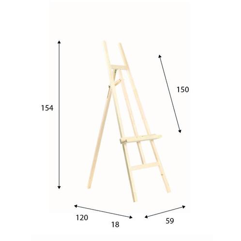 Schildersezel Leonardo - 154 cm - Blank Ongelakt, Audio, Tv en Foto, Fotografie | Fotolijsten, Ophalen of Verzenden
