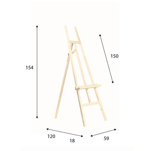 Schildersezel Leonardo - 154 cm - Blank Ongelakt, Audio, Tv en Foto, Fotografie | Fotolijsten, Ophalen of Verzenden