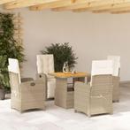 vidaXL 5-delige Tuinset met kussens poly rattan beige, 4 zitplaatsen, Nieuw, Tuinset, Verzenden