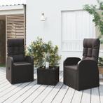 vidaXL 3-delige Loungeset poly rattan en staal zwart, Tuin en Terras, Tuinsets en Loungesets, Verzenden, Nieuw, Rotan, Loungeset