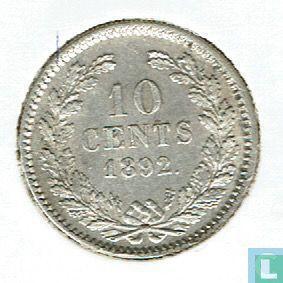 Nederland 10 cents 1892, Postzegels en Munten, Munten | Nederland, Losse munt, 10 cent, Goud, Zilver, Verzenden