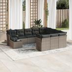 vidaXL 11-delige Loungeset met kussens poly rattan grijs, Tuin en Terras, Meer dan 8 zitplaatsen, Nieuw, Loungeset, Verzenden