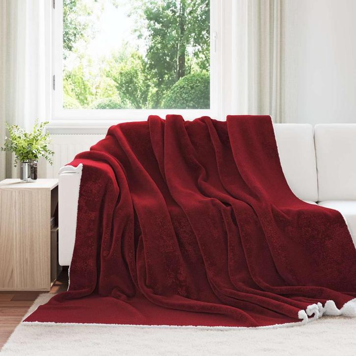 vidaXL Gooi Deken Bordeaux Rood 240 x 270 cm Fleece, Huis en Inrichting, Slaapkamer | Beddengoed, Rood, Nieuw, Verzenden