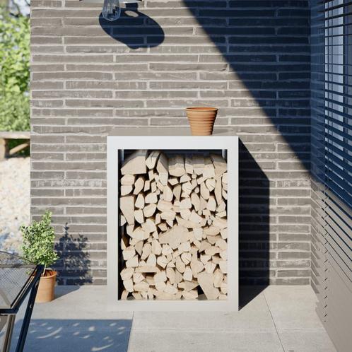 Haardhoutrek 60x40x80 cm staal wit (Schuurtjes-Rekken), Tuin en Terras, Tuinhuizen, Nieuw, Verzenden