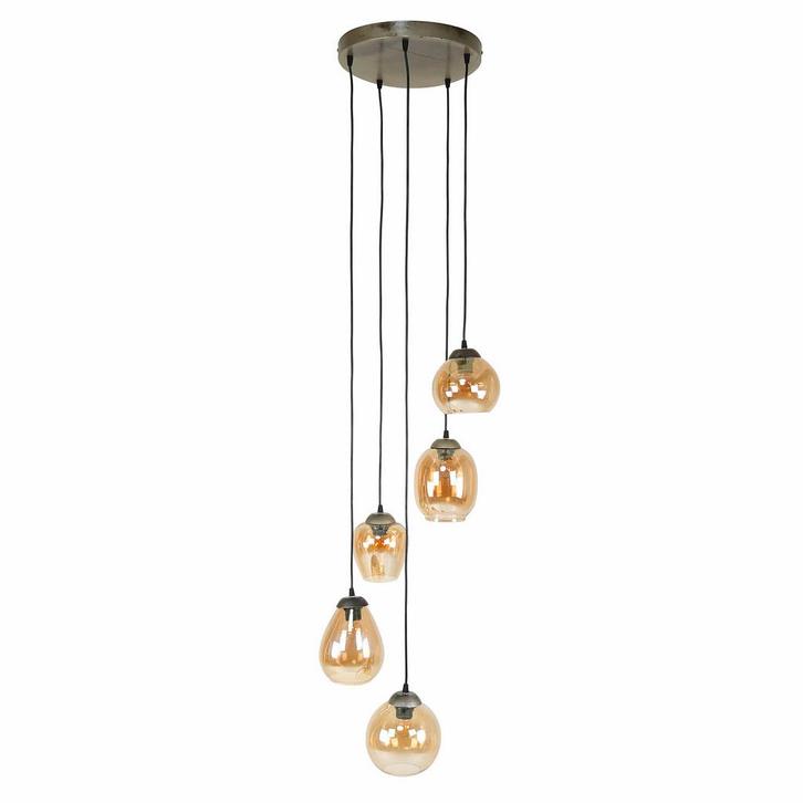 2dekans | Bemade Furniture Hanglamp 5L getrapt mix /, Huis en Inrichting, Lampen | Hanglampen, Zo goed als nieuw, Ophalen of Verzenden