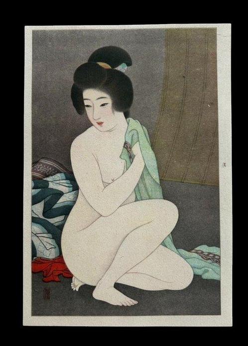 Pre-World War II Kik Hakkei  (Eight Nude Beauties) -, Antiek en Kunst, Antiek | Overige Antiek