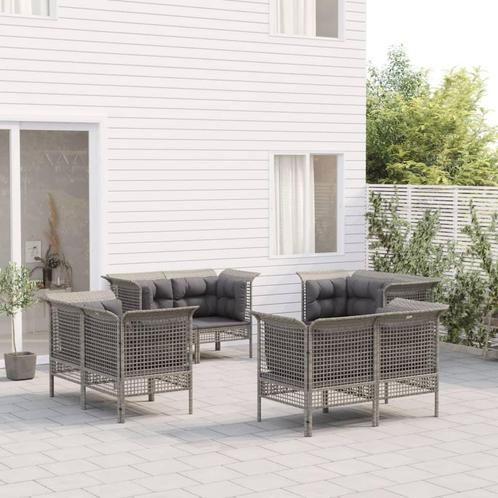 vidaXL 8-delige Loungeset met kussens poly rattan grijs, Tuin en Terras, Tuinsets en Loungesets, Loungeset, Nieuw, 8 zitplaatsen