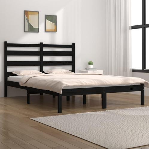 vidaXL Bedframe massief grenenhout zwart 140x190 cm, Huis en Inrichting, Slaapkamer | Bedden, 140 cm, 190 cm of minder, Zwart