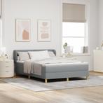 vidaXL Boxspringbed met matras stof  lichtgrijs 160x200 cm, Huis en Inrichting, Slaapkamer | Bedden, Verzenden, 200 cm, Stof, 160 cm