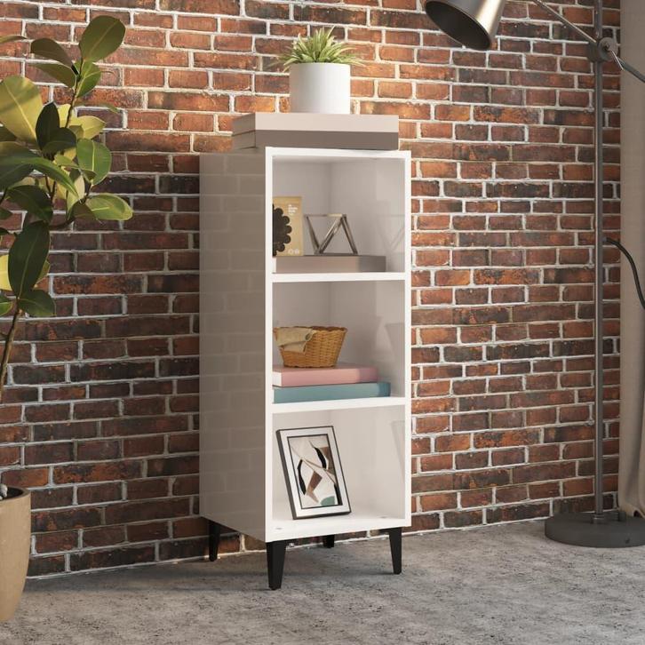 vidaXL Dressoir 34,5x32,5x90 cm bewerkt hout hoogglans wit, Huis en Inrichting, Kasten | Dressoirs, 25 tot 50 cm, Nieuw, Minder dan 50 cm