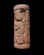 Mesopotamisch Babylonische cylindrisch zegel in steen -