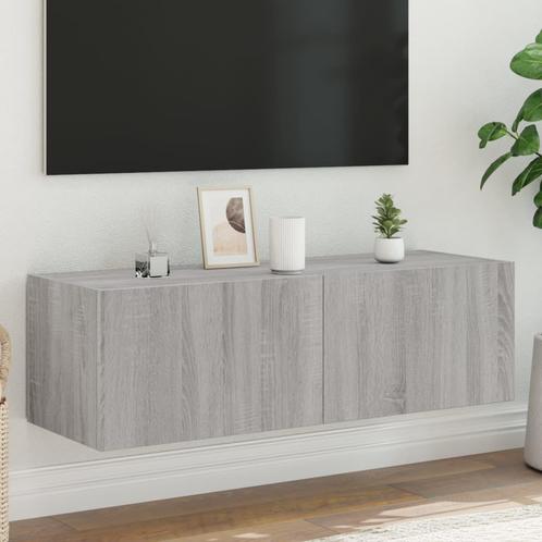 vidaXL Tv-wandmeubel met LED-verlichting 100x35x31 cm grijs, Huis en Inrichting, Kasten | Televisiemeubels, Nieuw, Overige houtsoorten