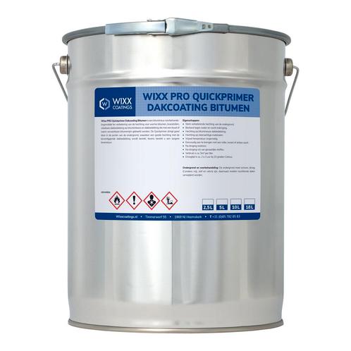 Wixx PRO Quickprimer Dakcoating Bitumen Zwart 5L, Doe-het-zelf en Verbouw, Verf, Beits en Lak, Verf, Zwart, Nieuw, Minder dan 5 liter