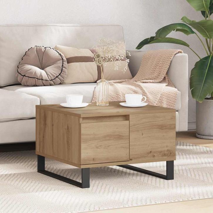 vidaXL Salontafel met lade artisanaal eikenkleurig 55 x 55 x, Huis en Inrichting, Tafels | Salontafels, Vierkant, Nieuw, Overige houtsoorten
