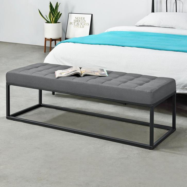 [pro.tec] Halbank bankje stof 120x40x38 cm grijs, Huis en Inrichting, Slaapkamer | Slaapbanken, Verzenden