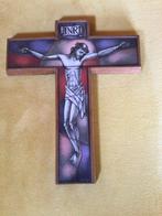 Art Deco Crucifix - Opaline en hout - 1930-1940 - Jan Perey, Antiek en Kunst