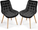 Eetkamerstoelen - Set van 2 - Fluweel - Zwart - MIADOMODO®, Huis en Inrichting, Stoelen, Verzenden, Zo goed als nieuw