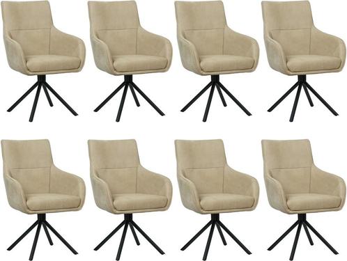 Set van 8 Taupe leren industriële draaibare eetkamerstoelen, Huis en Inrichting, Stoelen, Vijf, Zes of meer stoelen, Overige kleuren